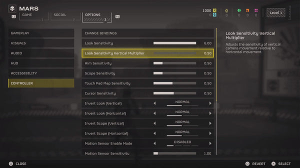 helldivers look sensitive vertical multiplier settings